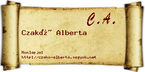 Czakó Alberta névjegykártya